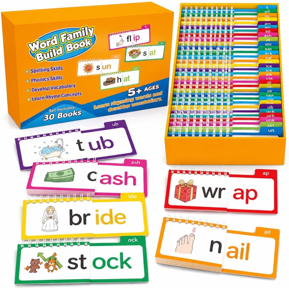 Kids Education Rhymes - Phonics-Lernkarten, 30 Reim-Lesebücher, frühes Alphabet-Lernspiel für