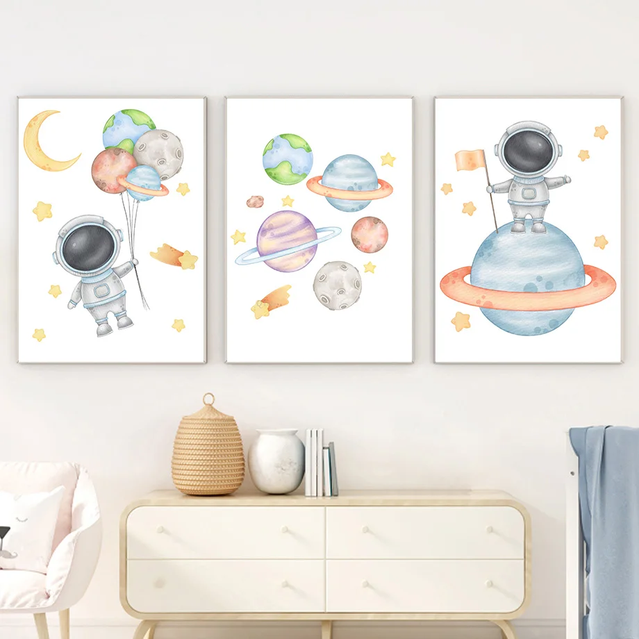 Kids Education Name - 1 Stück – Personalisierte Raumfahrt-Wandkunst auf