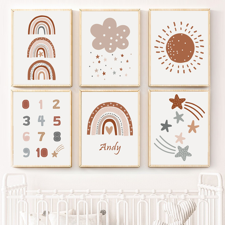 Boho-Kinderzimmer-Poster, Lein – Kids Education Name Bewertung und Preis